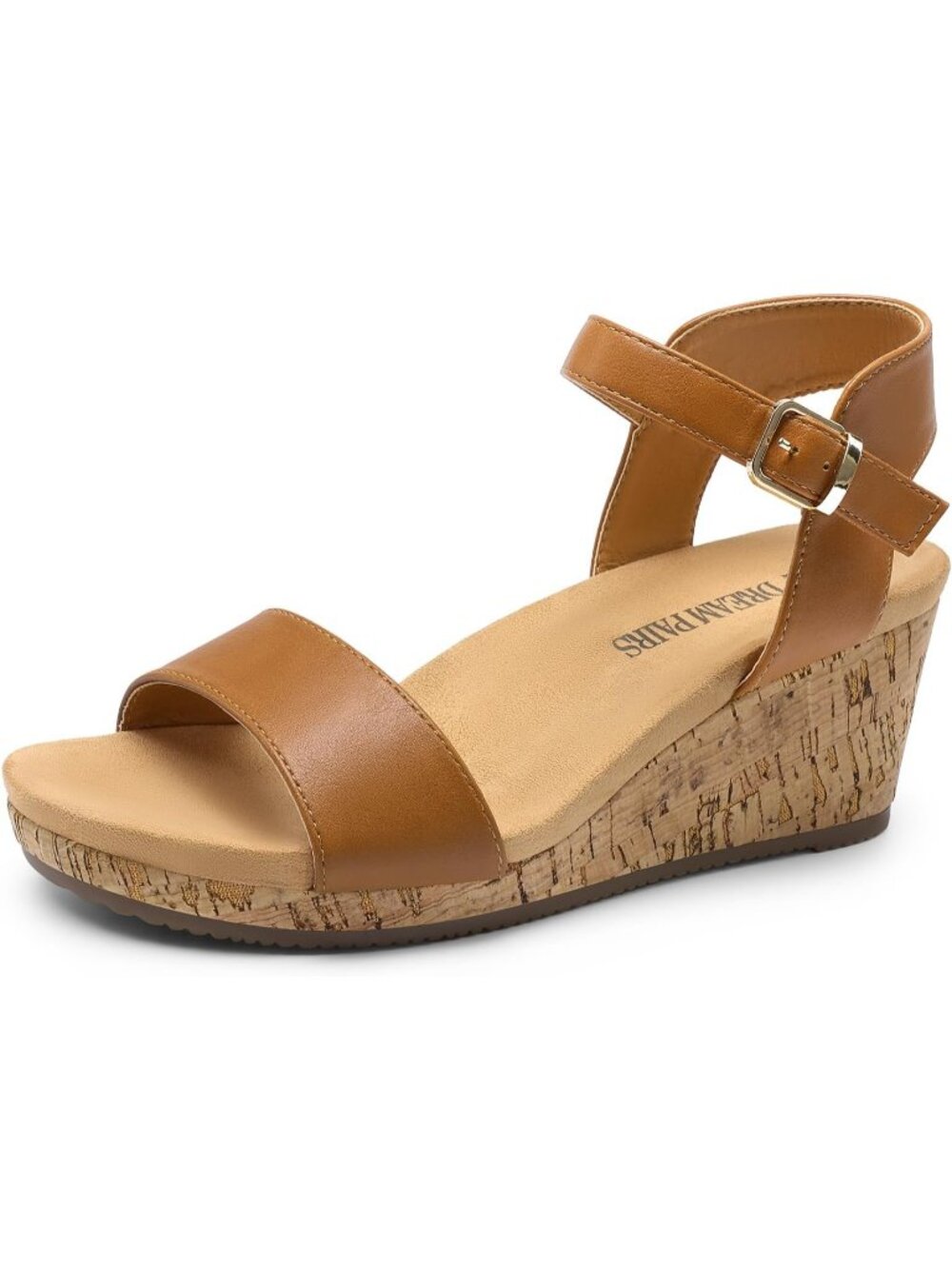 Women's Platform Wedge Sandals Camel OpenToe Ankle Strap Buckle Shoes For Summer